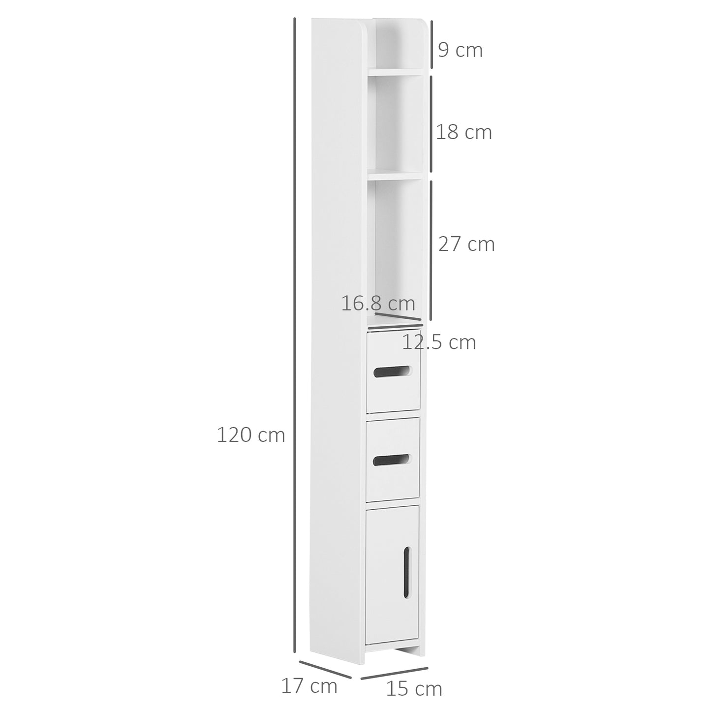 Modern Bathroom Storage Cabinet, Freestanding Tall Bathroom Cabinet with Open Shelves and 3 Cupboards with Door