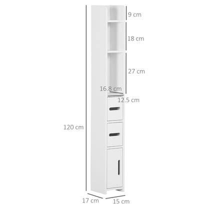 Modern Bathroom Storage Cabinet, Freestanding Tall Bathroom Cabinet with Open Shelves and 3 Cupboards with Door