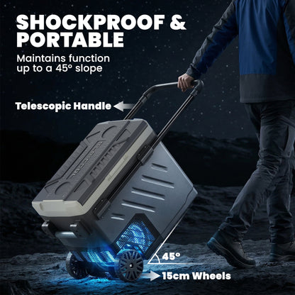 49L Compressor Car Fridge Freezer, Dual Zone Camping Refrigerator with App Control, Telescopic Handle, -20℃-20℃