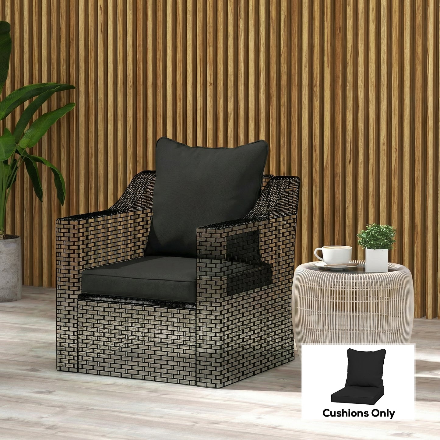 Seat and Back Padded Cushion Set, CUSHION ONLY - Black