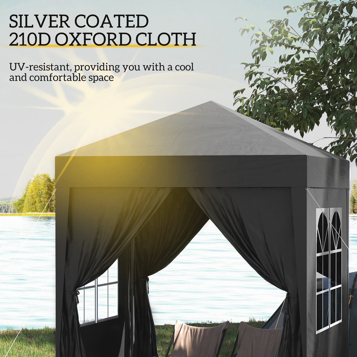 2 x 2 m Garden Pop Up Gazebo, Wedding Party Tent Marquee, Water Resistant Awning Canopy with Sidewalls, Windows, Carry Bag