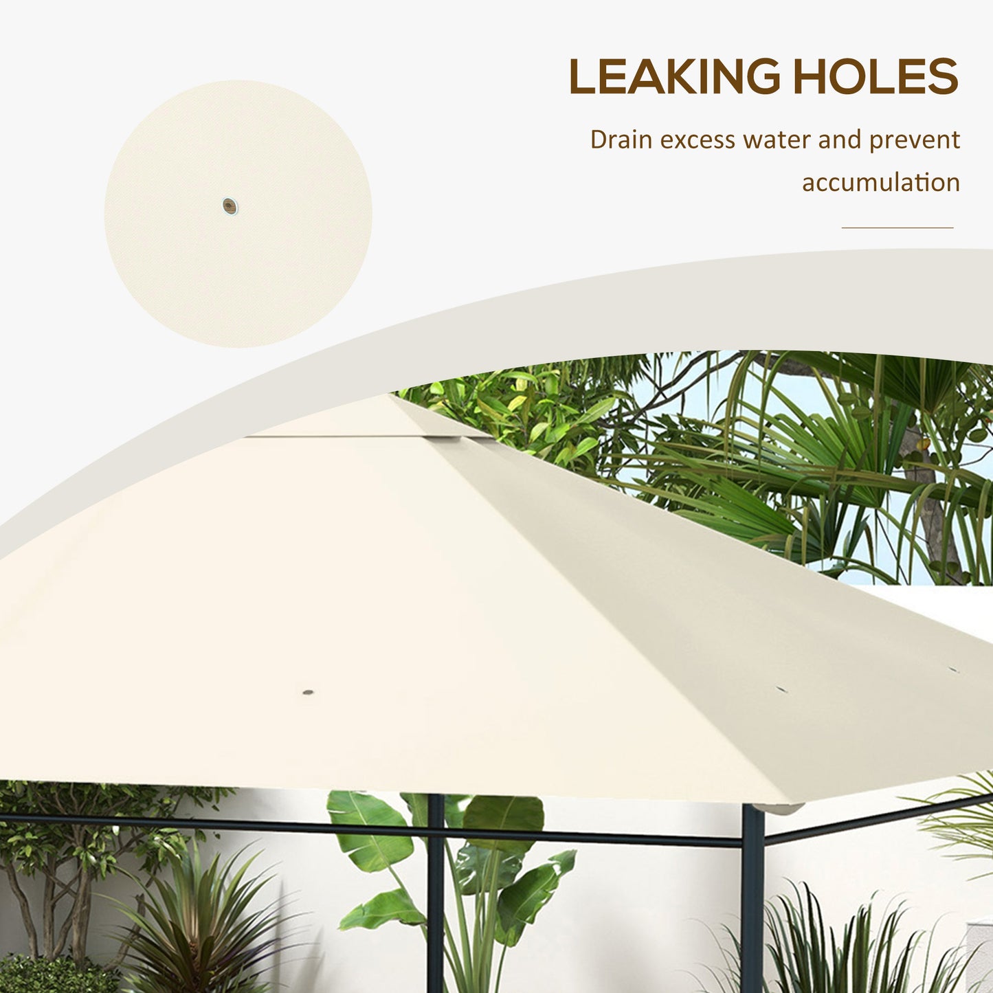 3 x 4m Gazebo Canopy Replacement Cover, Gazebo Roof Replacement (TOP COVER ONLY), Cream White