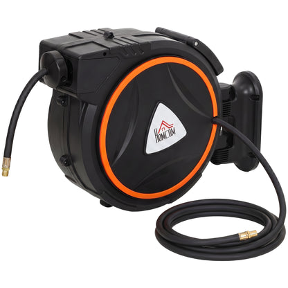Auto Rewind Hose Reel, Retractable Air Hose Reel 20 m and 2 m, 150 Bar with 1/4" BSPT Connector, Black