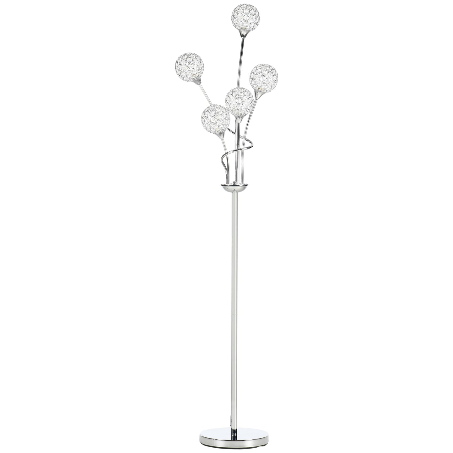 Floor Lamps for Living Room Bedroom with 5 Light, Modern Upright Standing Lamp, 34x25x156cm, Silver