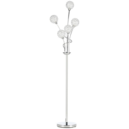 Floor Lamps for Living Room Bedroom with 5 Light, Modern Upright Standing Lamp, 34x25x156cm, Silver