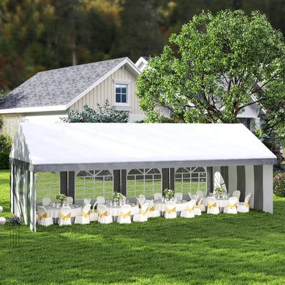 8m x 4m Marquee Gazebo with Sides, Level 4 Wind Protection & Waterproof, Light Grey