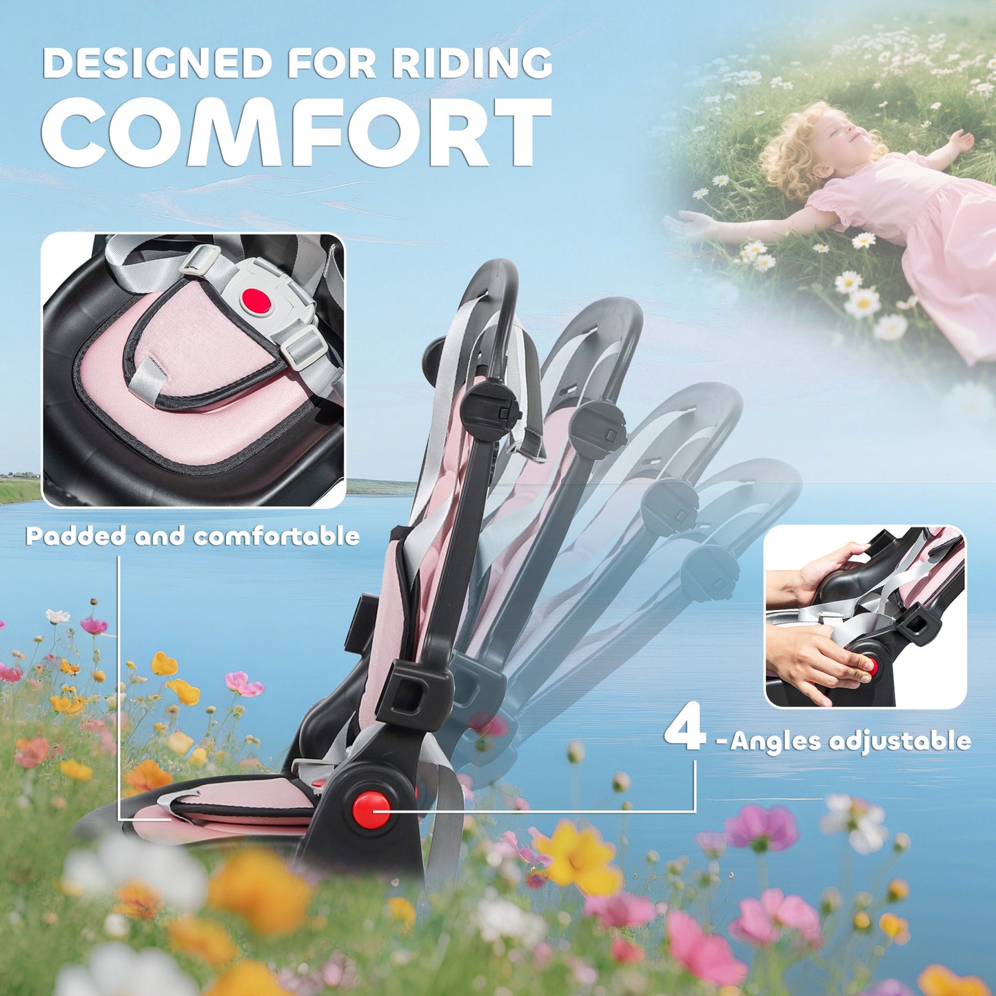 6 in 1 Foldable Kids Trike with Adjustable Parent Handle & Canopy for Ages 1-5, Pink