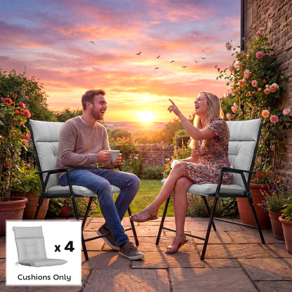 Patio Chair Cushions Set of 4, Waterproof Non-Slip Lounge Chair Cushions, 112x53cm, Light Grey