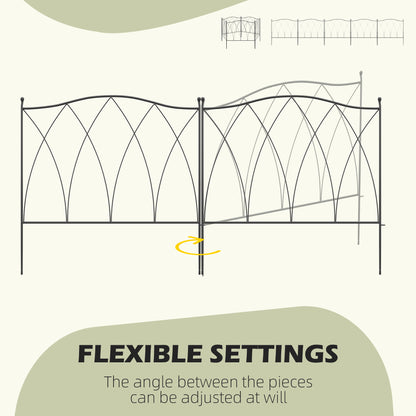 Set of Five 61.5cm Decorative Metal Fence Panels - Black