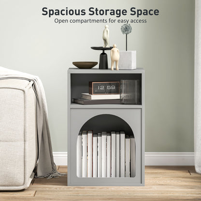 Bedside Table with 2 Open Compartments - Grey