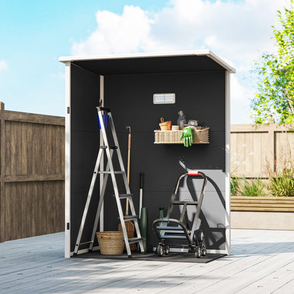 5' x 3' Garden Shed with Floor, Outdoor Storage Shed with Lockable Door, Window and Vent, Black