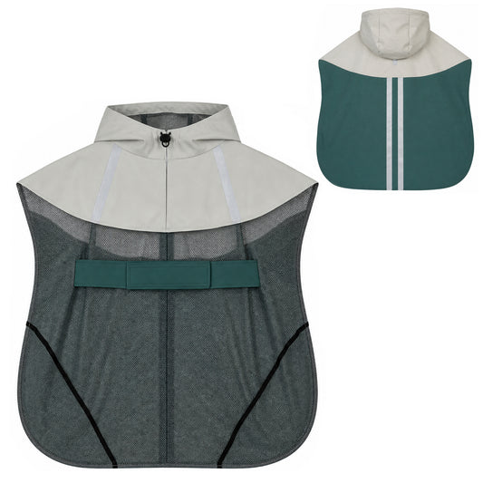 Dog Raincoat with Hood, Waterproof & Breathable Rain Jacket with Leash Hole, for Medium Dogs, Green, M