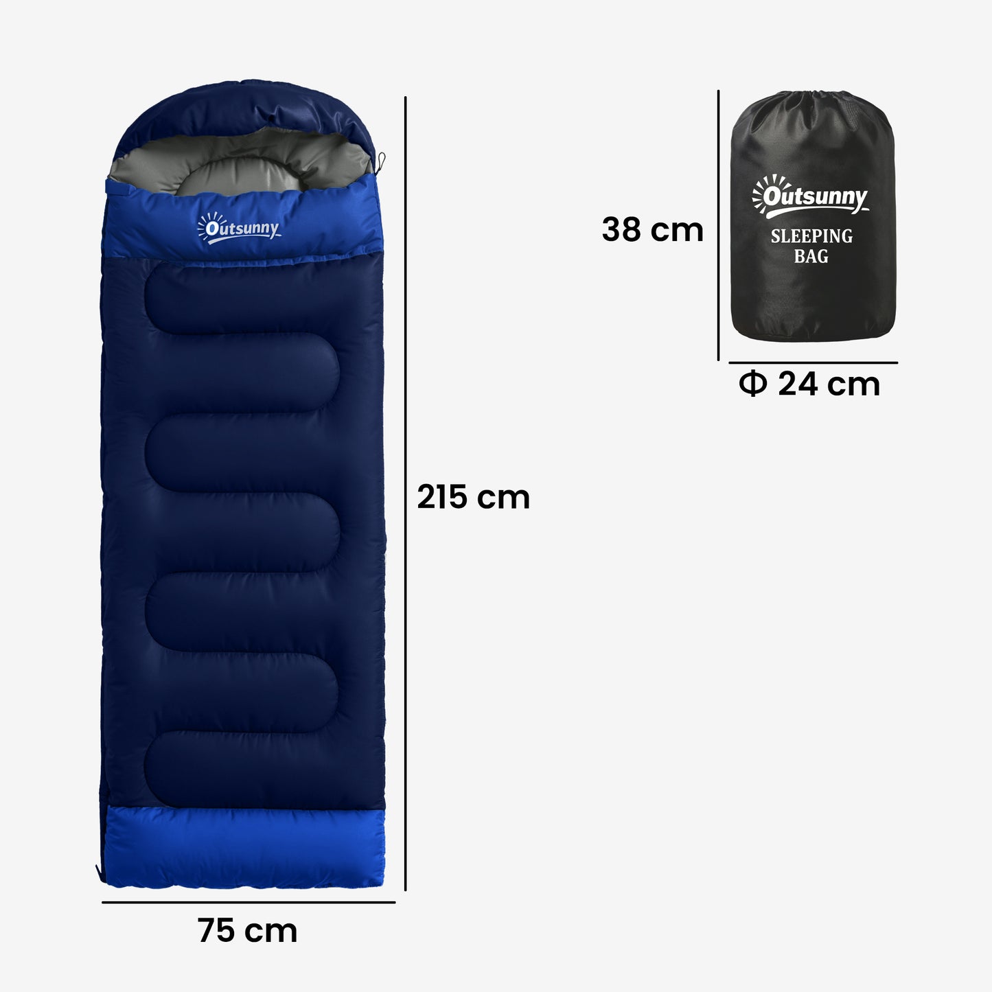Sleeping Bag for Adults, Lightweight & Compact Sleeping Bag, 3 Seasons, Navy Blue