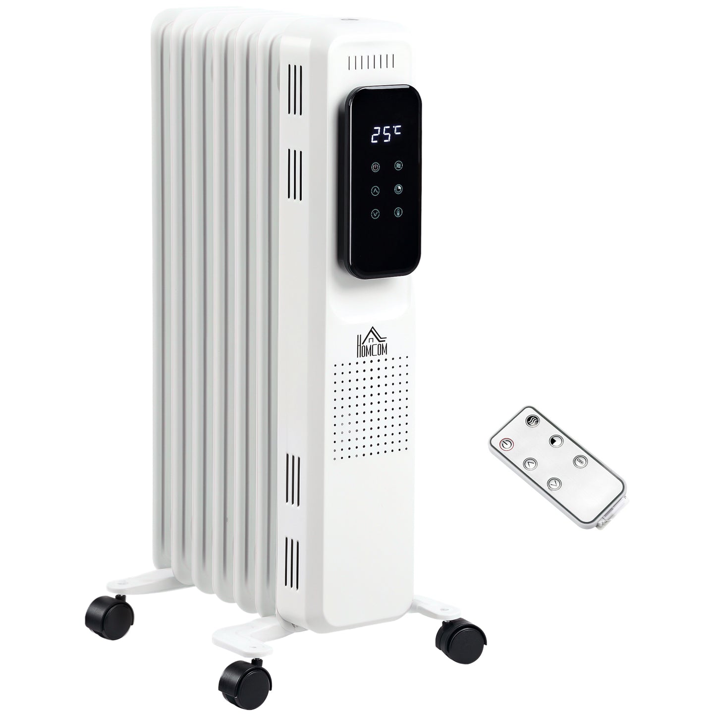 1500W Oil Filled Radiator, 7 Fin Portable Electric Heater with LED Display, 24H Timer, 3 Heat Settings