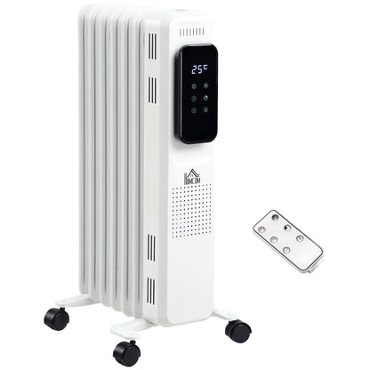 1500W Oil Filled Radiator, 7 Fin Portable Electric Heater with LED Display, 24H Timer, 3 Heat Settings
