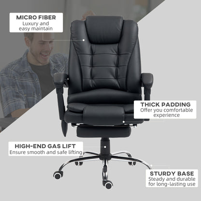 Office Chair with 6 Point Massage and Back Heat, PU Desk Chair with Footrest Adjustable Height and Swivel Wheels