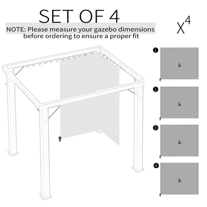 Set of Four 3 x 3m Gazebo Replacement Walls - Light Grey
