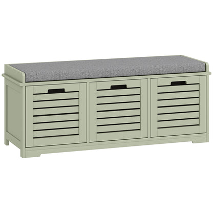 3-Drawer Shoe Storage Bench with 160kg Capacity & 3 fully pull-out drawers - Green