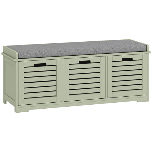 3-Drawer Shoe Storage Bench with 160kg Capacity & 3 fully pull-out drawers - Green