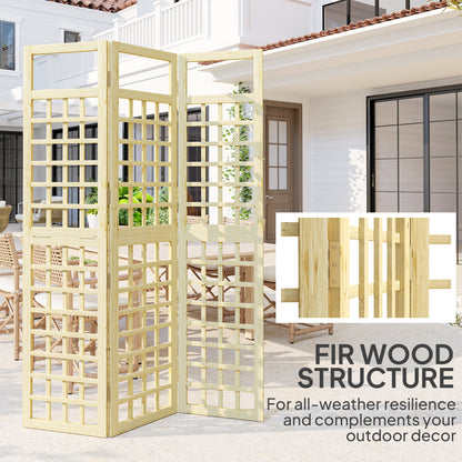 3-Panel Garden Privacy Screen, Freestanding Foldable Wooden Outdoor Divider/Trellis