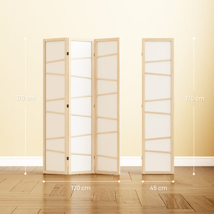 Wooden Folding Privacy Screen, 3 Panel Room Divider for Bedroom, Natural Wood Finish