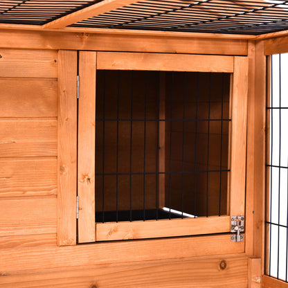 Wooden Rabbit Hutch Outdoor, Guinea Pig Hutch, Detachable Pet House Animal Cage with Openable Run & Roof Lockable Door Slide