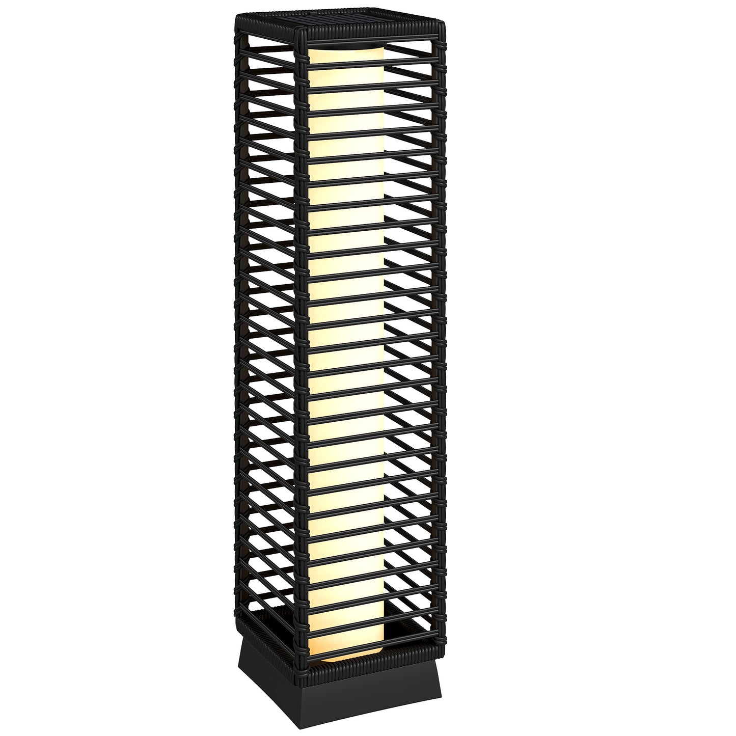 Garden Rattan Lamp, 68 cm Solar Rattan Floor Lamp, Solar Garden Light with Auto On/Off LEDs, IP44 Waterproof, Black