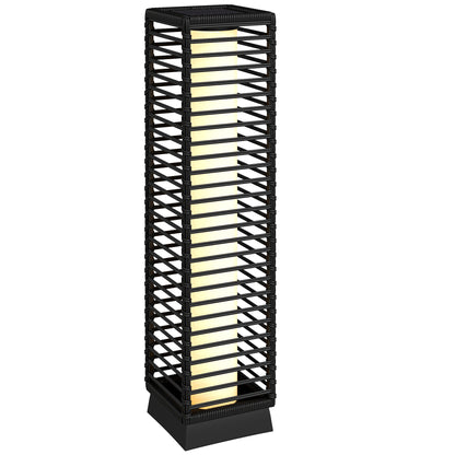 Garden Rattan Lamp, 68 cm Solar Rattan Floor Lamp, Solar Garden Light with Auto On/Off LEDs, IP44 Waterproof, Black