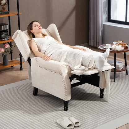 150° Reclining Vintage Armchair, with footrest - Beige