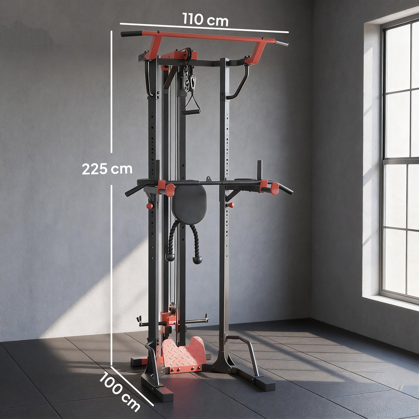 Power Tower with Lat Pull Down Machine, Pull Up Bar, Dip Station, Adjustable Height Power Pack for Home Gym
