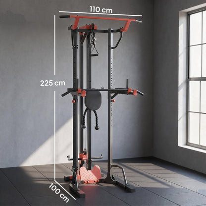 Power Tower with Lat Pull Down Machine, Pull Up Bar, Dip Station, Adjustable Height Power Pack for Home Gym
