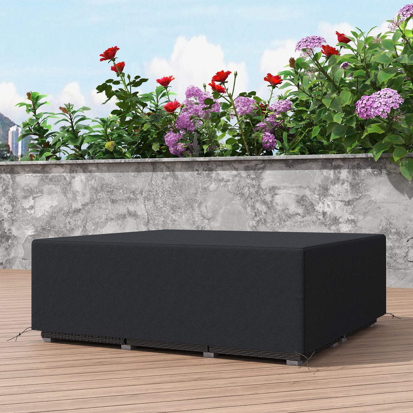600D Oxford Outdoor Garden Furniture Sofa Set Cover, Waterproof Anti-UV Rattan Sun Lounger Protection Protector Cover