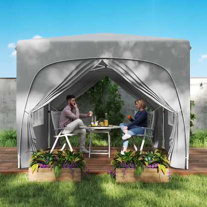3 x 3m Pop-Up Gazebo Shelter, with Accessories - Light Grey