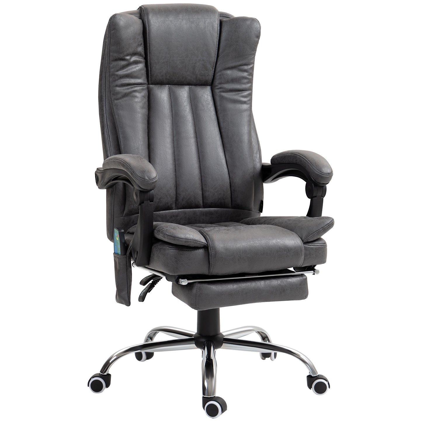 Six-Point Massage Chair, with Heat and Footrest - Dark Grey