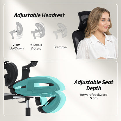 Ergonomic Office Chair, High Back Mesh Desk Chair, Black