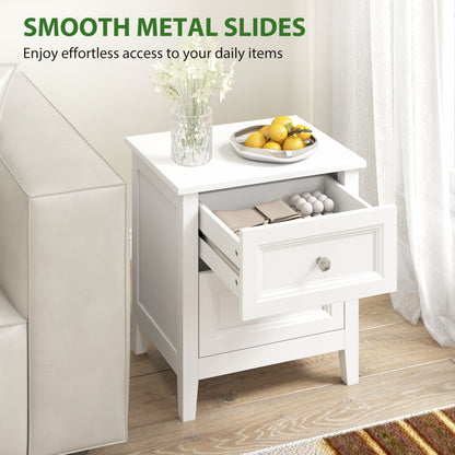 Nightstand with 2 Drawers Modern Bedside Table for Bedroom Living Room White