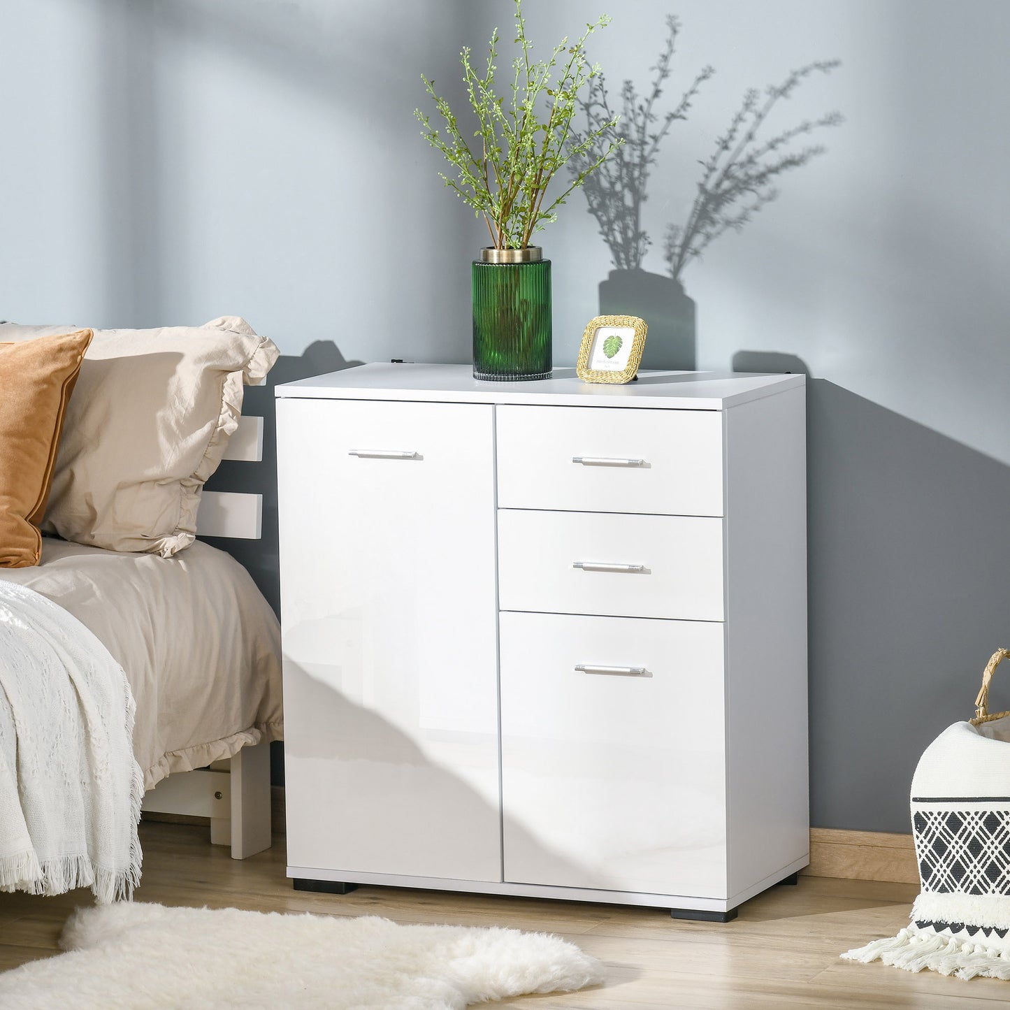 Sideboard, Modern Storage Cabinet with 2 Drawers, 2 Doors and Adjustable Shelf, Kitchen Cabinet for Living Room, Dining Room