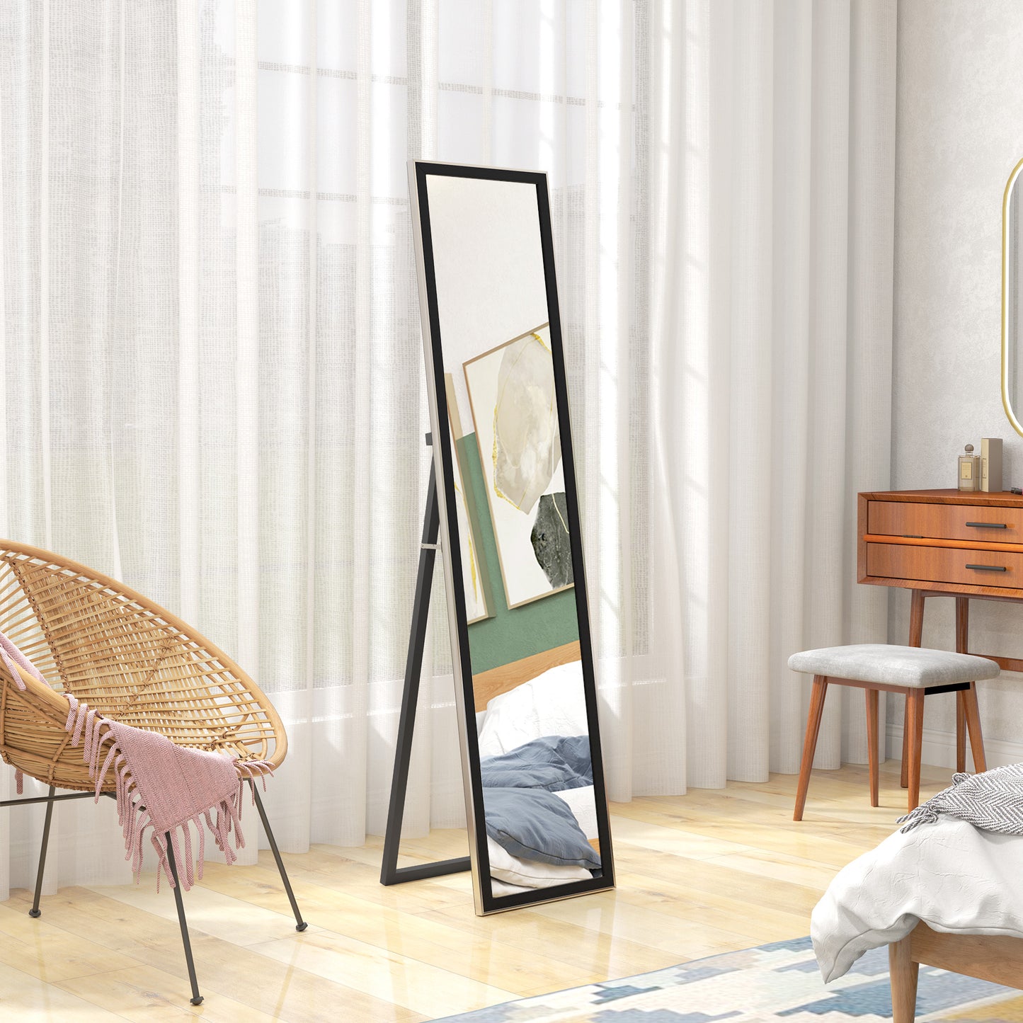 Glitter Frame Full-Length Mirror - Black