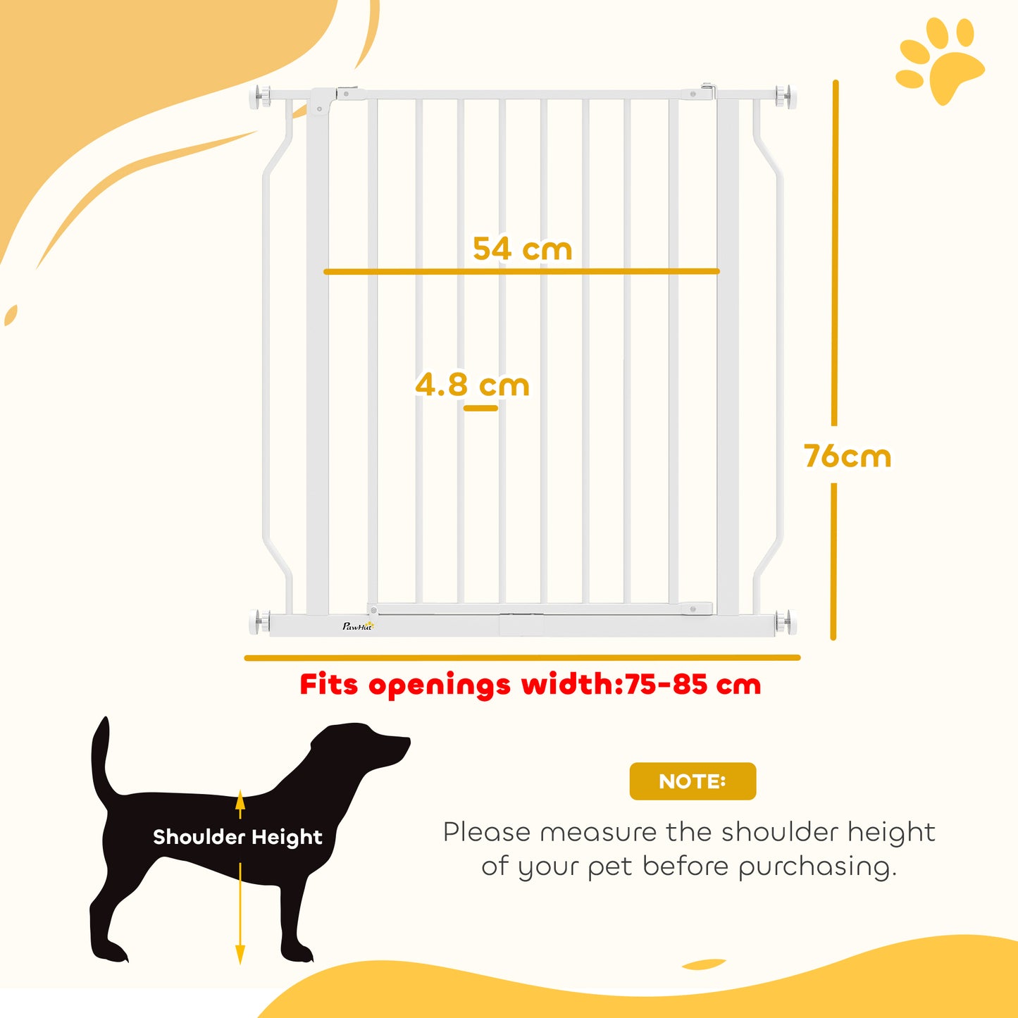 Extra Wide Dog Gate, with Door Pressure, for Doorways, Hallways, Staircases - White