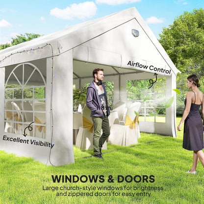 6 x 4 m Party Tent, Heavy Duty Gazebo Canopy with Windows, Outdoor Party Wedding Tent with 4 Removable Sidewalls