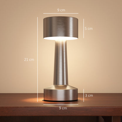 Cordless Table Lamp, Touch LED Desk Lamp with Rechargeable Battery, 3 Colour, for Bedroom Living Room, Silver