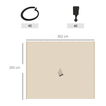 Replacement Gazebo Curtains, 4-Panel Gazebo Side Panels Only, for 3 x 3 (M) Gazebos or Pergolas, Hooks/C-Rings Included