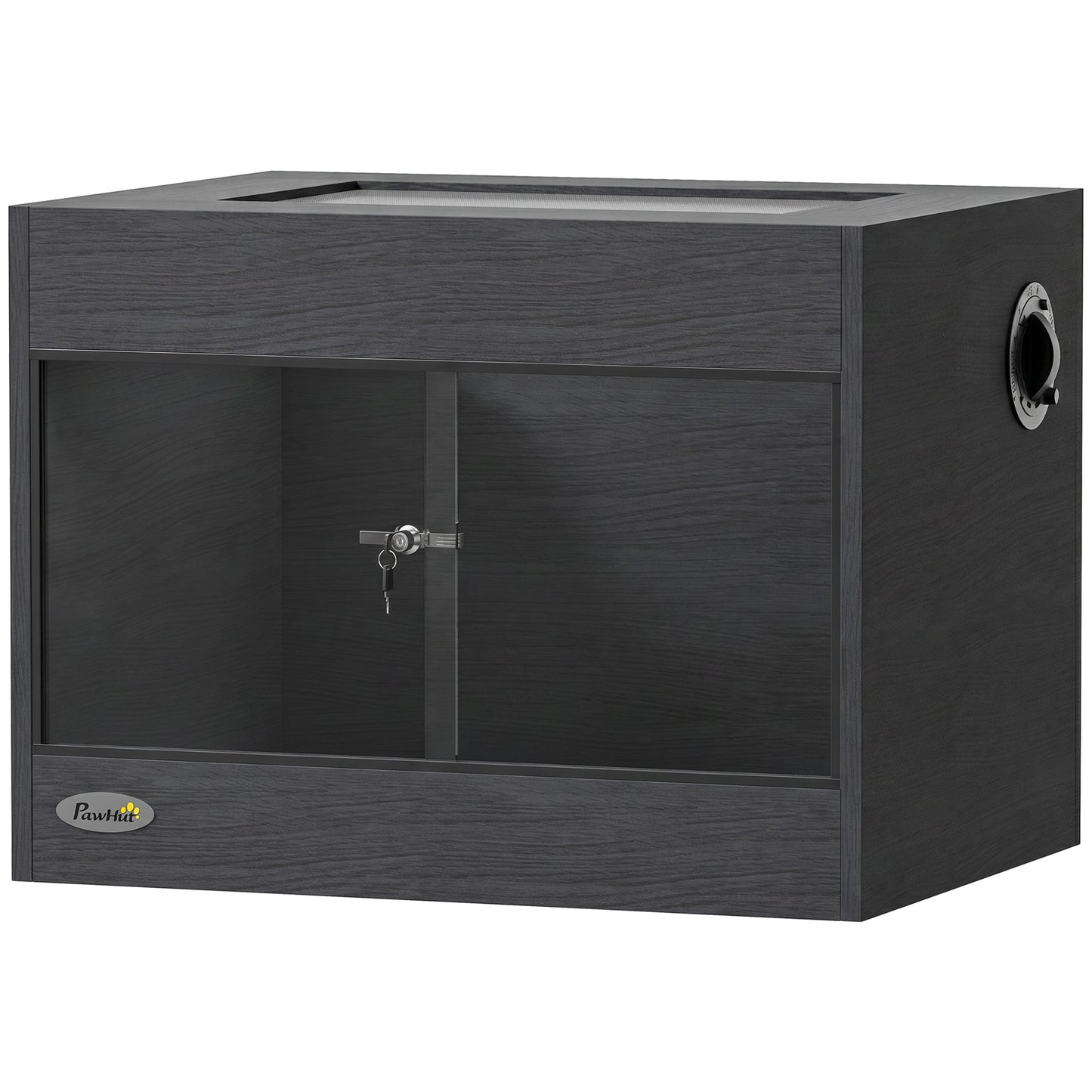 Reptile Terrarium, Reptile Vivarium with Glass Doors, Secure Lock, Top Ventilation for Snake, Gecko, 60x45x45cm, Black