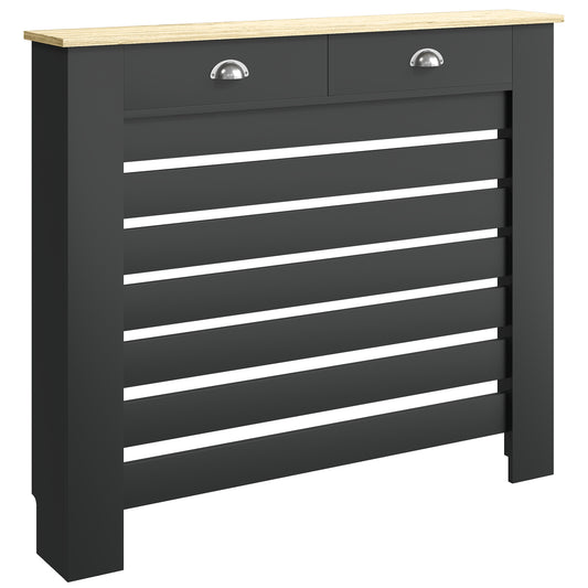 95.5H x 111Wcm Radiator Cover, with Drawer - Black