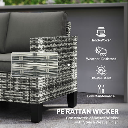 Two-Seater Rattan Outdoor Sofa - Light Grey