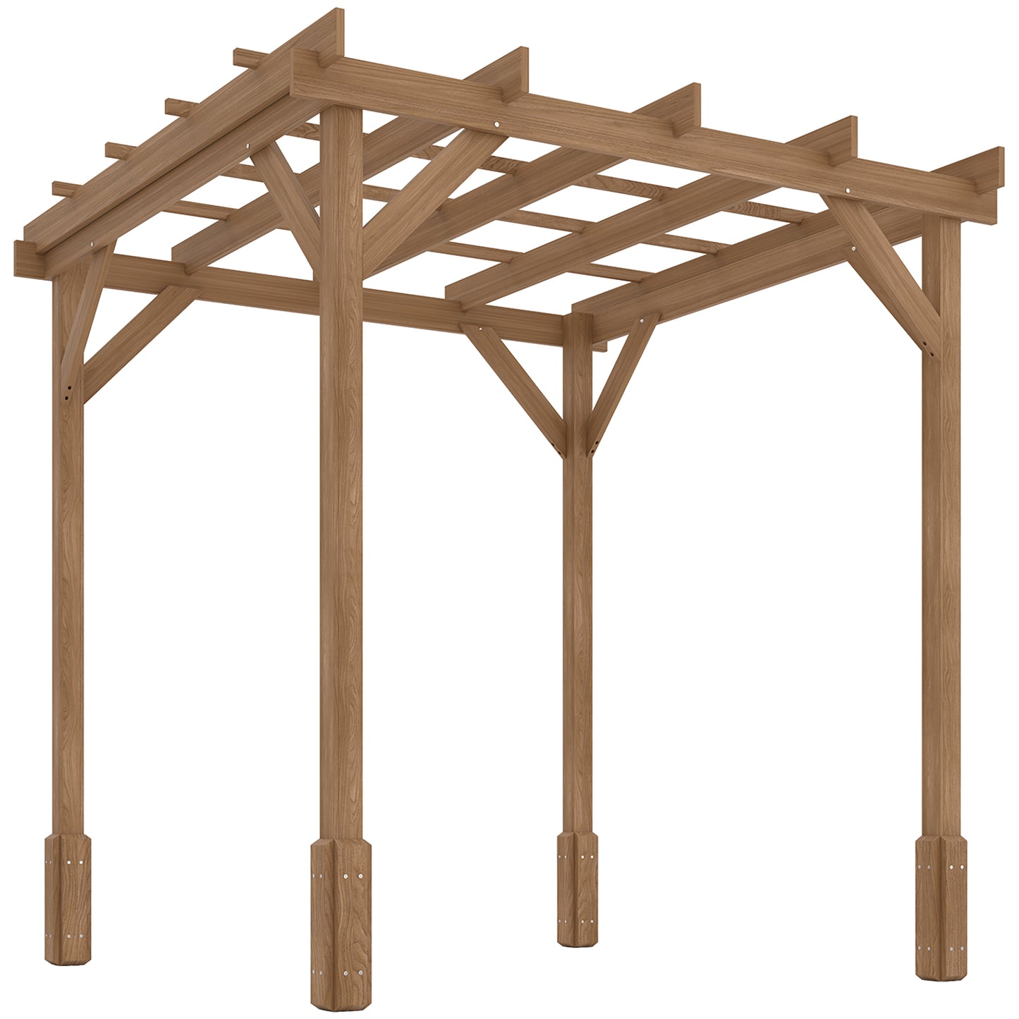 2 x 2 m Wooden Pergola Kit, Decorative Garden Gazebo Shelter with Stable Structure for Climbing Vines, Flowers, Dark Brown