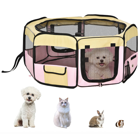 600D Oxford Soft Fabric Kennel, Pet Whelping Box Lightweight Dog Cat Puppy Playpen Rabbit Guinea Pig Foldable Portable Play P