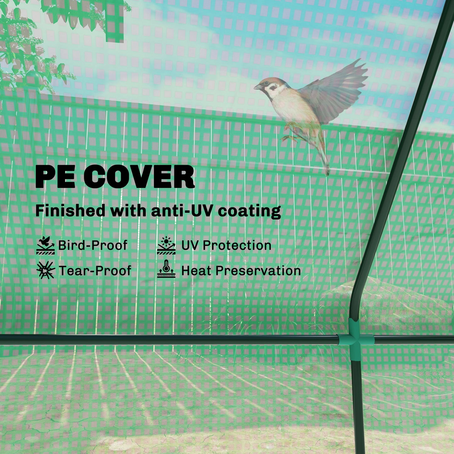 Portable Small Polytunnel, Mini Greenhouse with Mesh Windows for Indoor and Outdoor, 240x90x90cm, Green