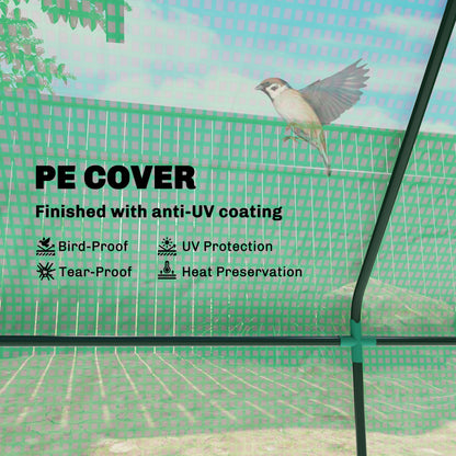 Portable Small Polytunnel, Mini Greenhouse with Mesh Windows for Indoor and Outdoor, 240x90x90cm, Green