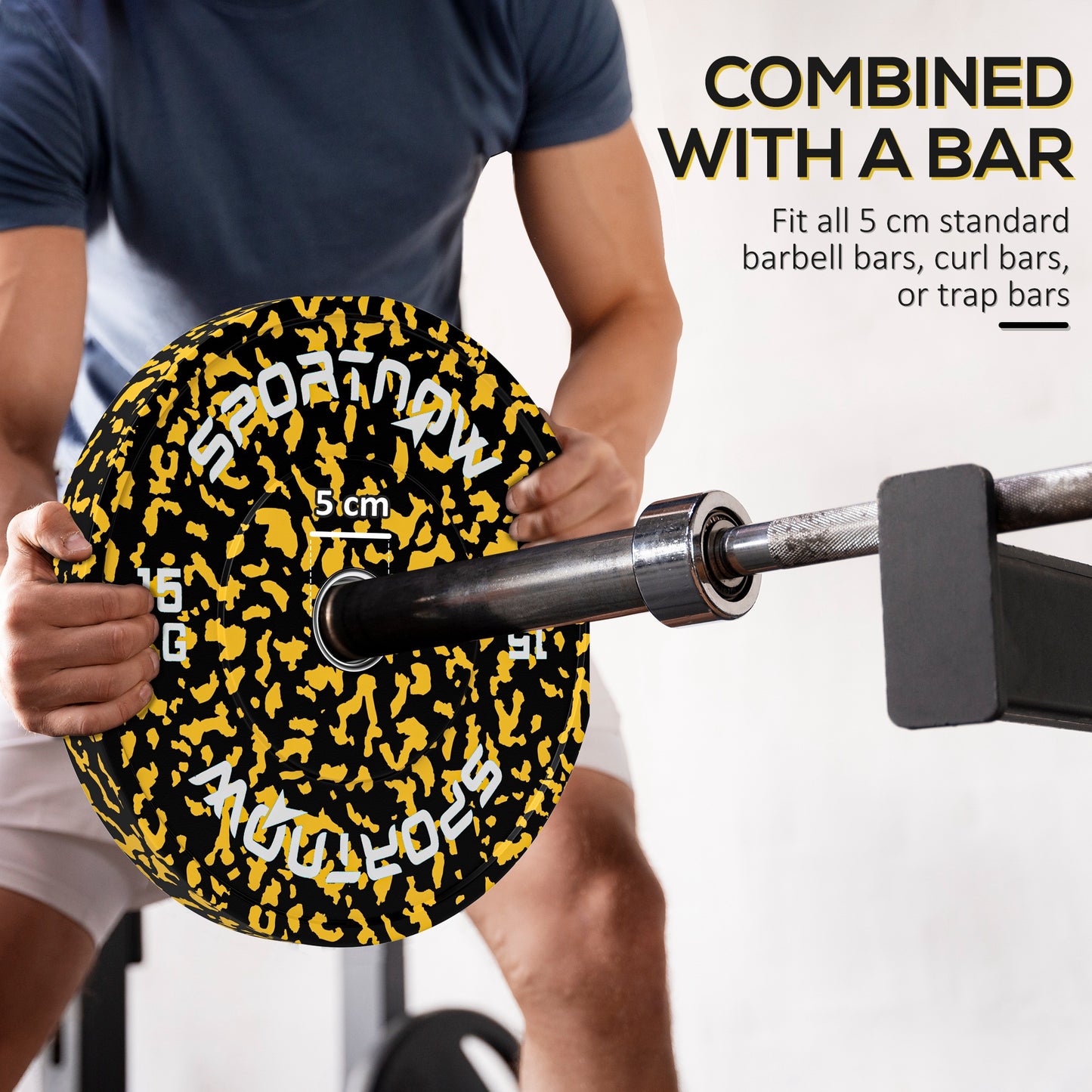 Olympic Weight Plates with 5cm Holes, for Weight Lifting, 2 x 15KG